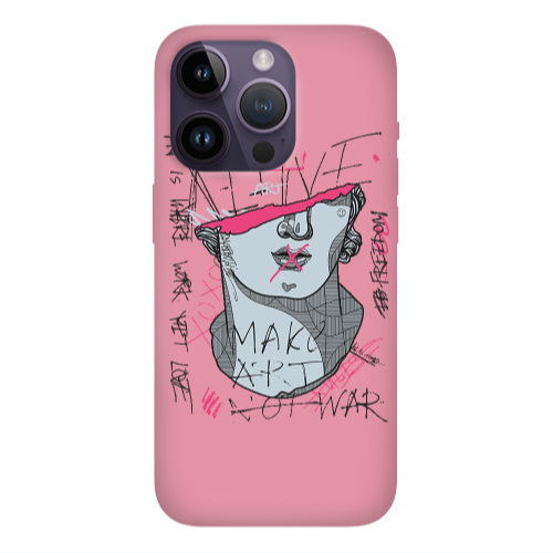 Apple iPhone 14 Pro  Make art Pink Colored Silicone TPU Θήκη