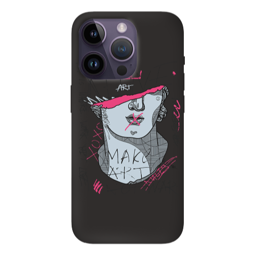Apple iPhone 14 Pro  Make art Black Colored Silicone TPU Θήκη