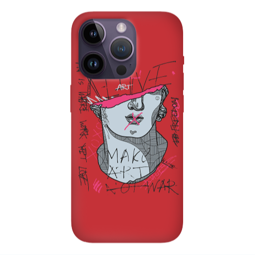 Apple iPhone 14 Pro Max Make art Red Colored Silicone TPU Θήκη