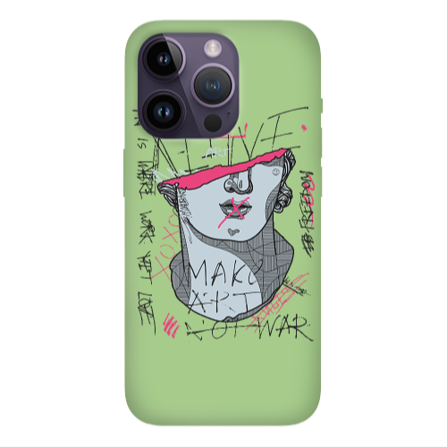 Apple iPhone 14 Pro Max Make art Light Green Colored Silicone TPU Θήκη