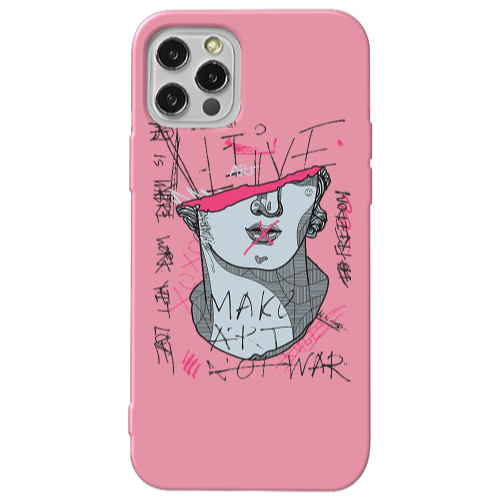 Apple iPhone 13 Pro Make art Pink Colored Silicone TPU Θήκη