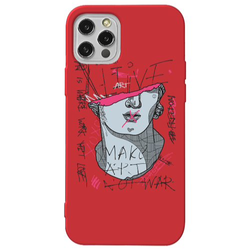 Apple iPhone 13 Pro Make art Red Colored Silicone TPU Θήκη