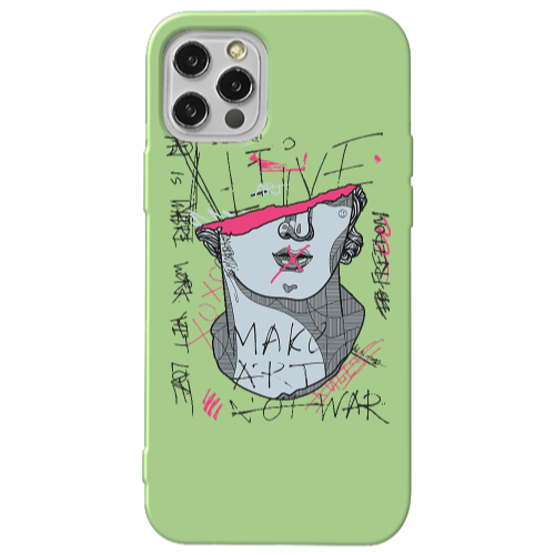 Apple iPhone 12 Pro Make art Light Green Colored Silicone TPU Θήκη