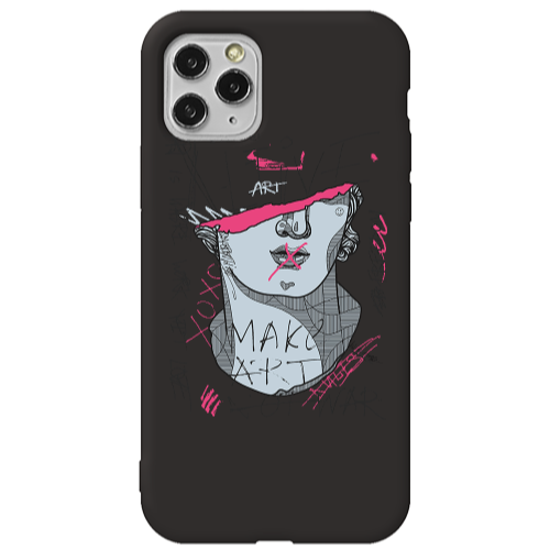 Apple iPhone 11 Pro Max Make art Black Colored Silicone TPU Θήκη