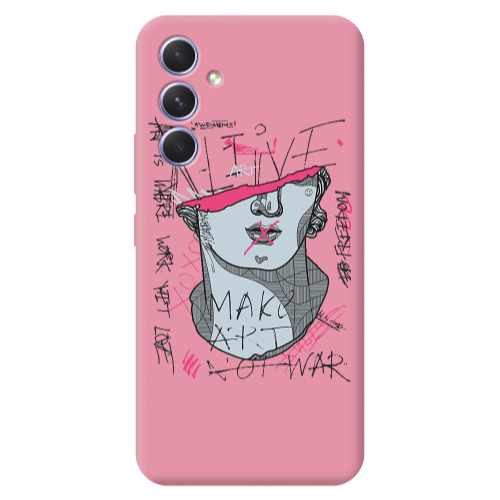 Samsung A54 Make art Pink Colored Silicone TPU Θήκη
