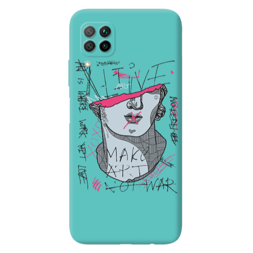 Huawei P40 Lite Make art Turquoise Colored Silicone TPU Θήκη