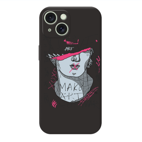 Apple iPhone 15 Make art Black Colored Silicone TPU Θήκη