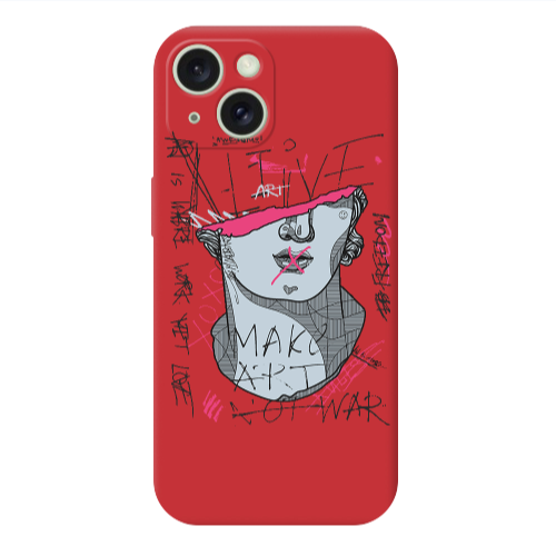 Apple iPhone 15 Make art Red Colored Silicone TPU Θήκη