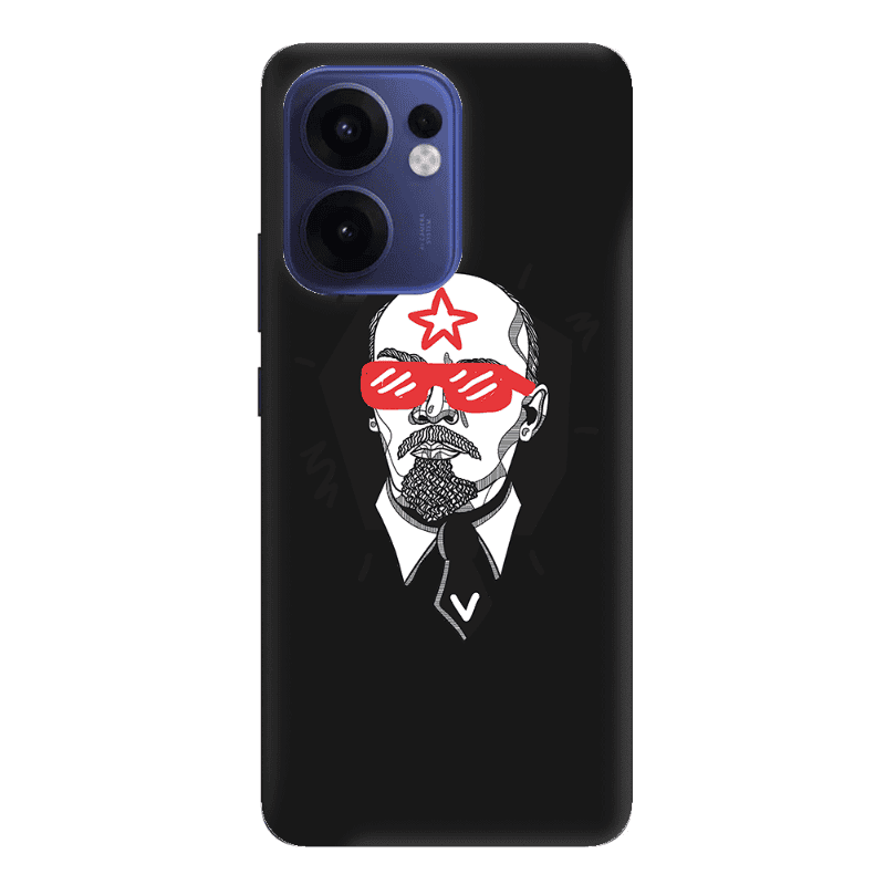 Oppo Reno 13 F Stars and glasses Black Colored Silicone TPU Θήκη