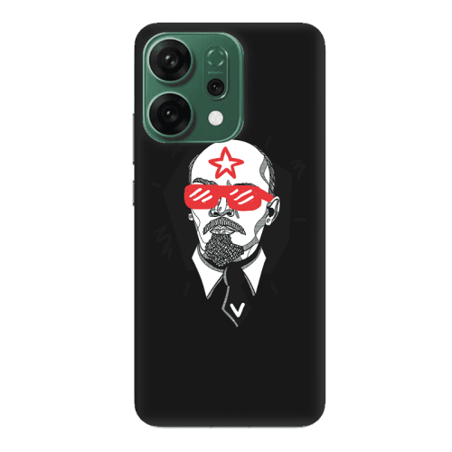 Oppo RENO 14 Stars and glasses Black Colored Silicone TPU Θήκη