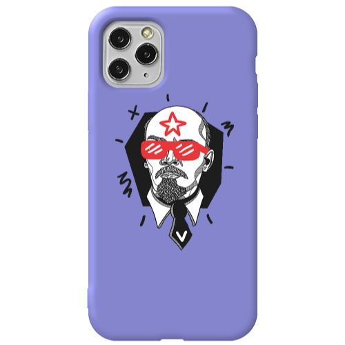 Apple iPhone 11 Pro Stars and glasses Purple Colored Silicone TPU Θήκη
