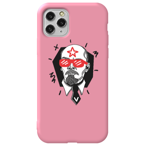 Apple iPhone 11 Pro Stars and glasses Pink Colored Silicone TPU Θήκη