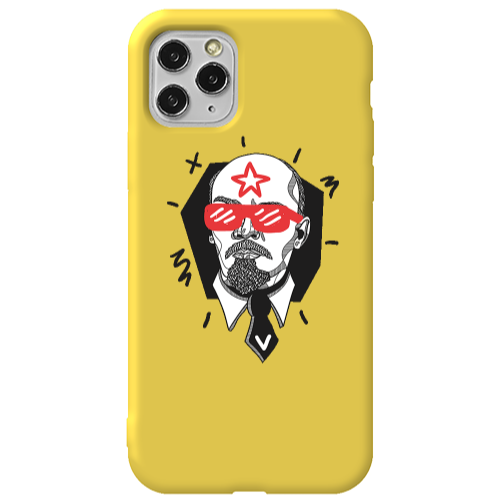 Apple iPhone 11 Pro Stars and glasses Yellow Colored Silicone TPU Θήκη