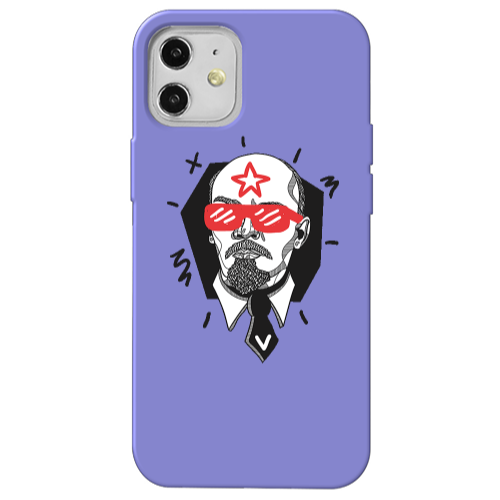 Apple iPhone 12 Stars and glasses Purple Colored Silicone TPU Θήκη