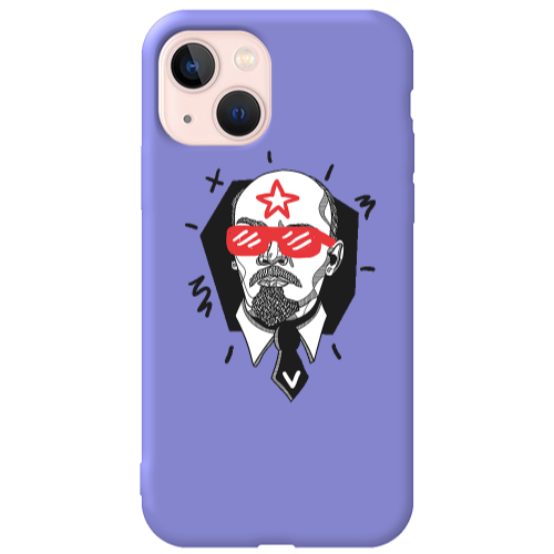 Apple iPhone 13 Stars and glasses Purple Colored Silicone TPU Θήκη