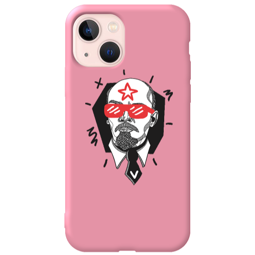 Apple iPhone 13 Stars and glasses Pink Colored Silicone TPU Θήκη