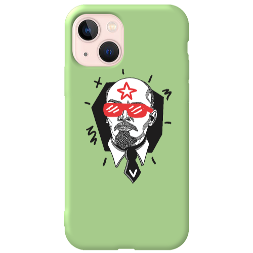 Apple iPhone 13 Stars and glasses Light Green Colored Silicone TPU Θήκη