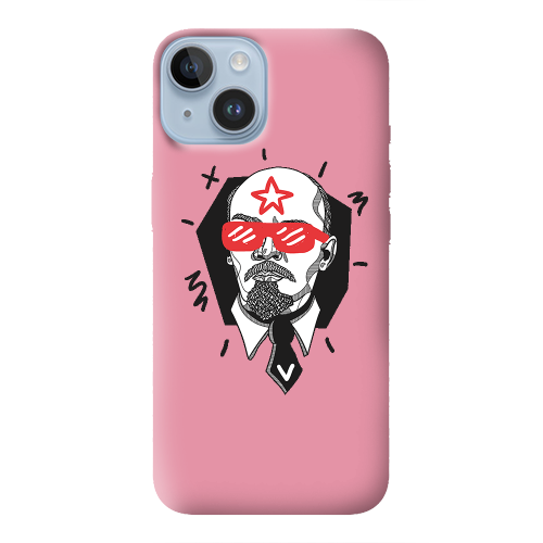 Apple iPhone 14  Stars and glasses Pink Colored Silicone TPU Θήκη