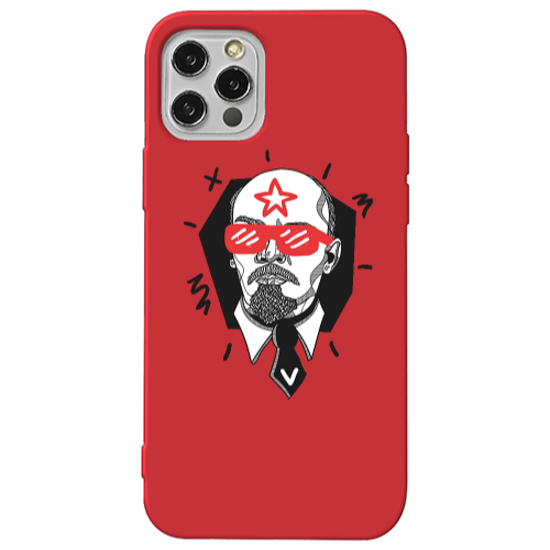 Apple iPhone 12 Pro Stars and glasses Red Colored Silicone TPU Θήκη