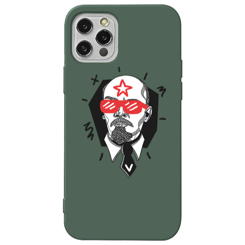 Apple iPhone 12 Pro Stars and glasses Dark Green Colored Silicone TPU Θήκη