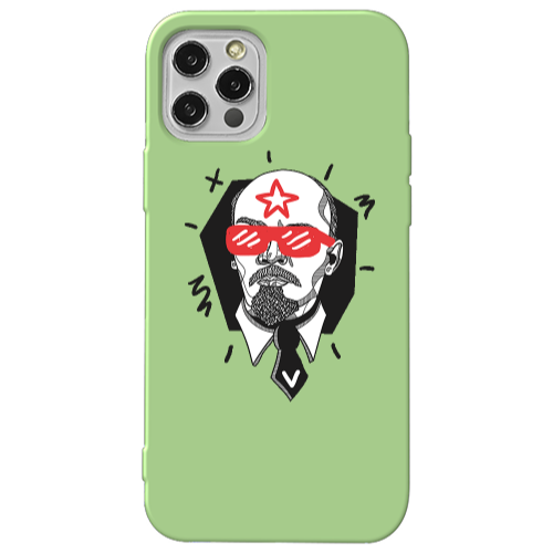 Apple iPhone 12 Pro Stars and glasses Light Green Colored Silicone TPU Θήκη