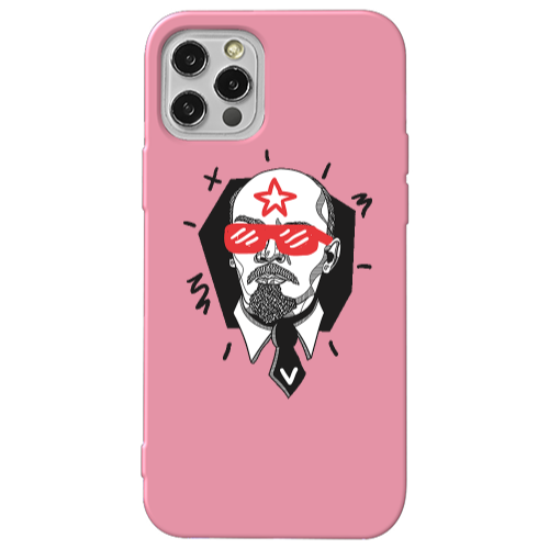 Apple iPhone 12 Pro Max Stars and glasses Pink Colored Silicone TPU Θήκη