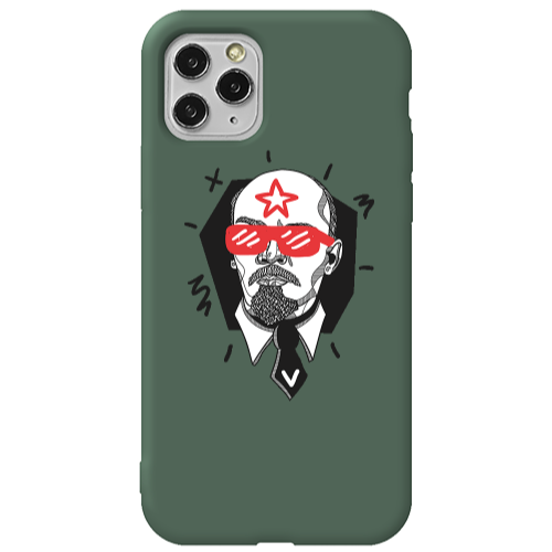 Apple iPhone 11 Pro Max Stars and glasses Dark Green Colored Silicone TPU Θήκη