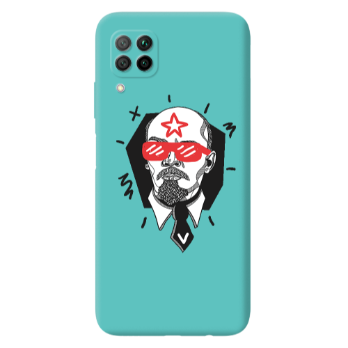 Huawei P40 Lite Stars and glasses Turquoise Colored Silicone TPU Θήκη