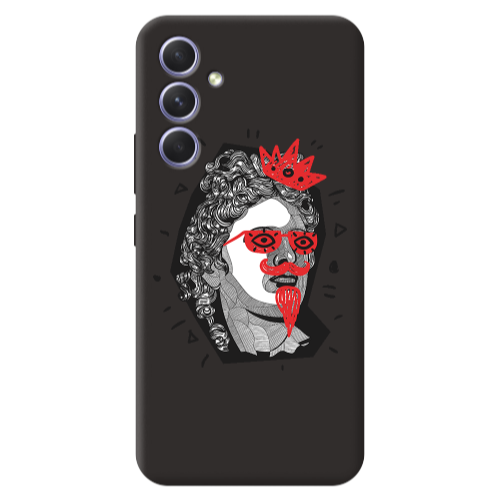 Samsung A56 Glasses crown Black Colored Silicone TPU Θήκη