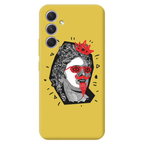 Samsung A56 Glasses crown Yellow Colored Silicone TPU Θήκη