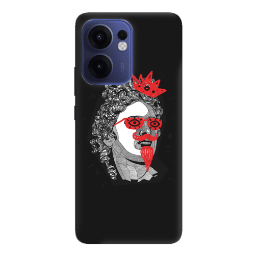 Oppo Reno 13 F Glasses crown Black Colored Silicone TPU Θήκη
