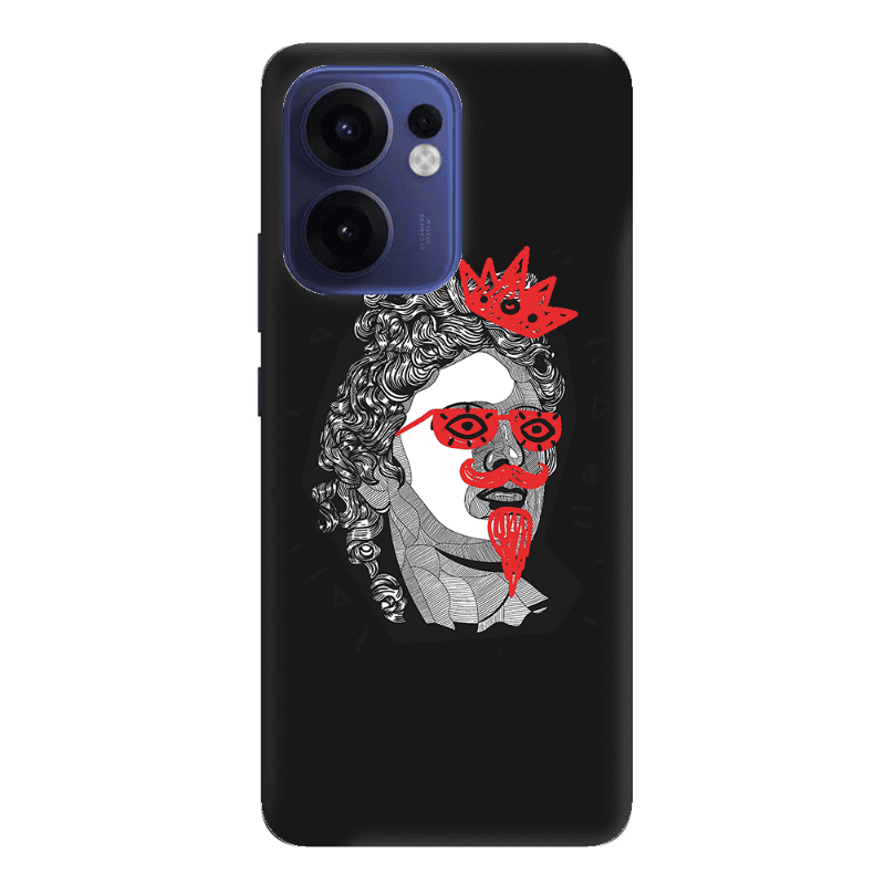 Oppo Reno 13 F Glasses crown Black Colored Silicone TPU Θήκη