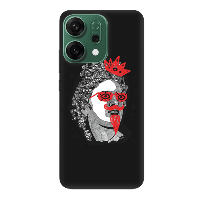Oppo RENO 14 Glasses crown Black Colored Silicone TPU Θήκη