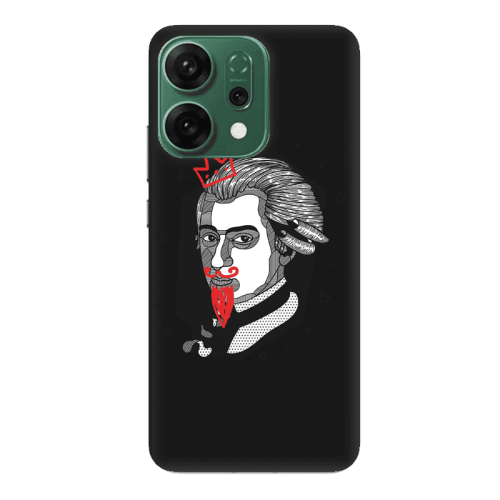 Oppo RENO 14 Bearded Black Colored Silicone TPU Θήκη