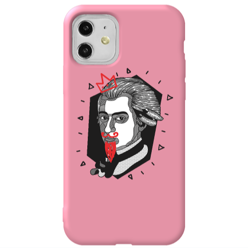 Apple iPhone 11  Bearded Pink Colored Silicone TPU Θήκη