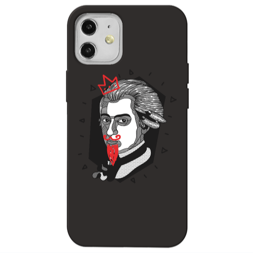 Apple iPhone 12 Bearded Black Colored Silicone TPU Θήκη