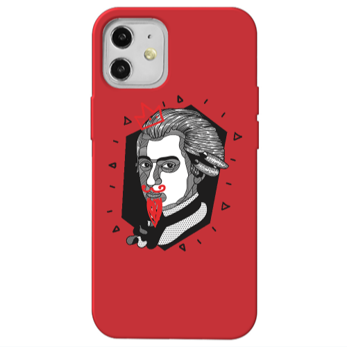 Apple iPhone 12 Bearded Red Colored Silicone TPU Θήκη