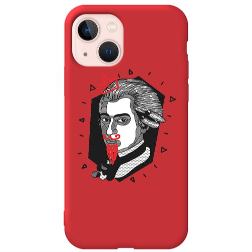 Apple iPhone 13 Bearded Red Colored Silicone TPU Θήκη