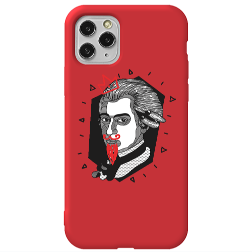 Apple iPhone 11 Pro Max Bearded Red Colored Silicone TPU Θήκη