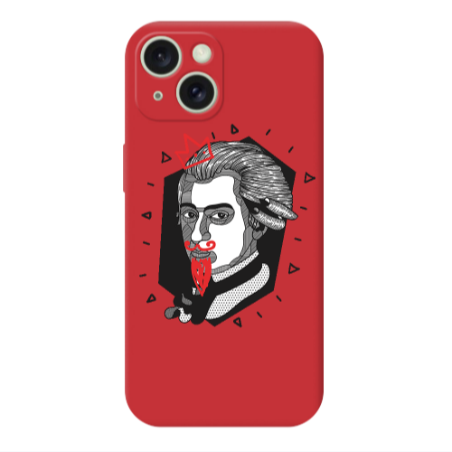 Apple iPhone 15 Bearded Red Colored Silicone TPU Θήκη