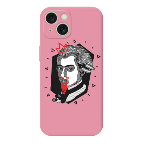 Apple iPhone 15 Plus Bearded Pink Colored Silicone TPU Θήκη