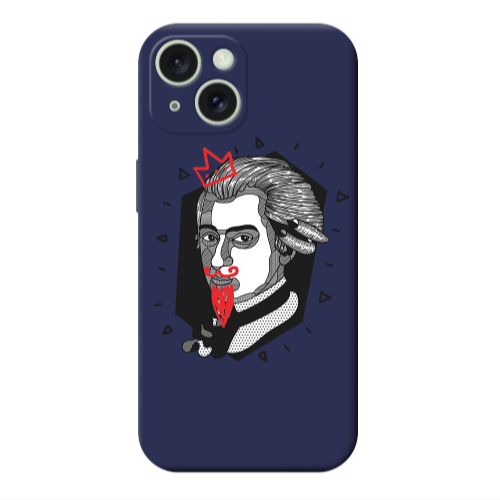 Apple iPhone 15 Plus Bearded Dark blue Colored Silicone TPU Θήκη