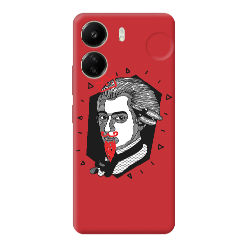 Xiaomi Redmi 13C Bearded Red Colored Silicone TPU Θήκη