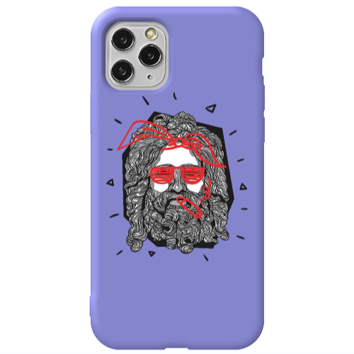 Apple iPhone 11 Pro Cool glasses Purple Colored Silicone TPU Θήκη