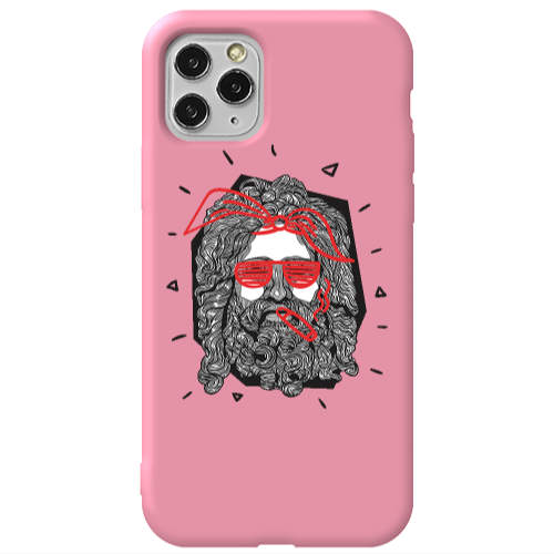 Apple iPhone 11 Pro Cool glasses Pink Colored Silicone TPU Θήκη