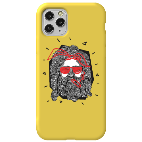 Apple iPhone 11 Pro Cool glasses Yellow Colored Silicone TPU Θήκη