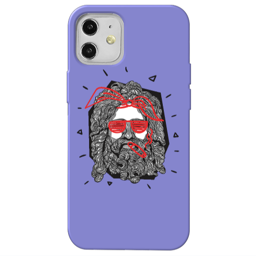 Apple iPhone 12 Cool glasses Purple Colored Silicone TPU Θήκη