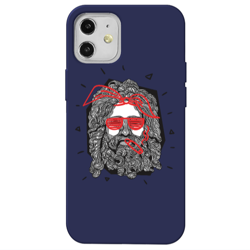 Apple iPhone 12 Cool glasses Dark blue Colored Silicone TPU Θήκη