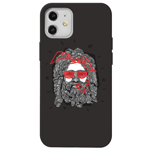 Apple iPhone 12 Cool glasses Black Colored Silicone TPU Θήκη