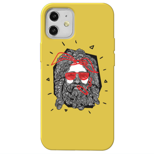 Apple iPhone 12 Cool glasses Yellow Colored Silicone TPU Θήκη